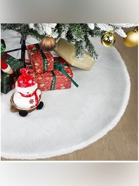 Faux Fur White Tree Skirt - Home Holiday 60 inch